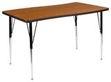 76" Oval Wave Activity Table Set with 18" Student Stack Chairs, Oak