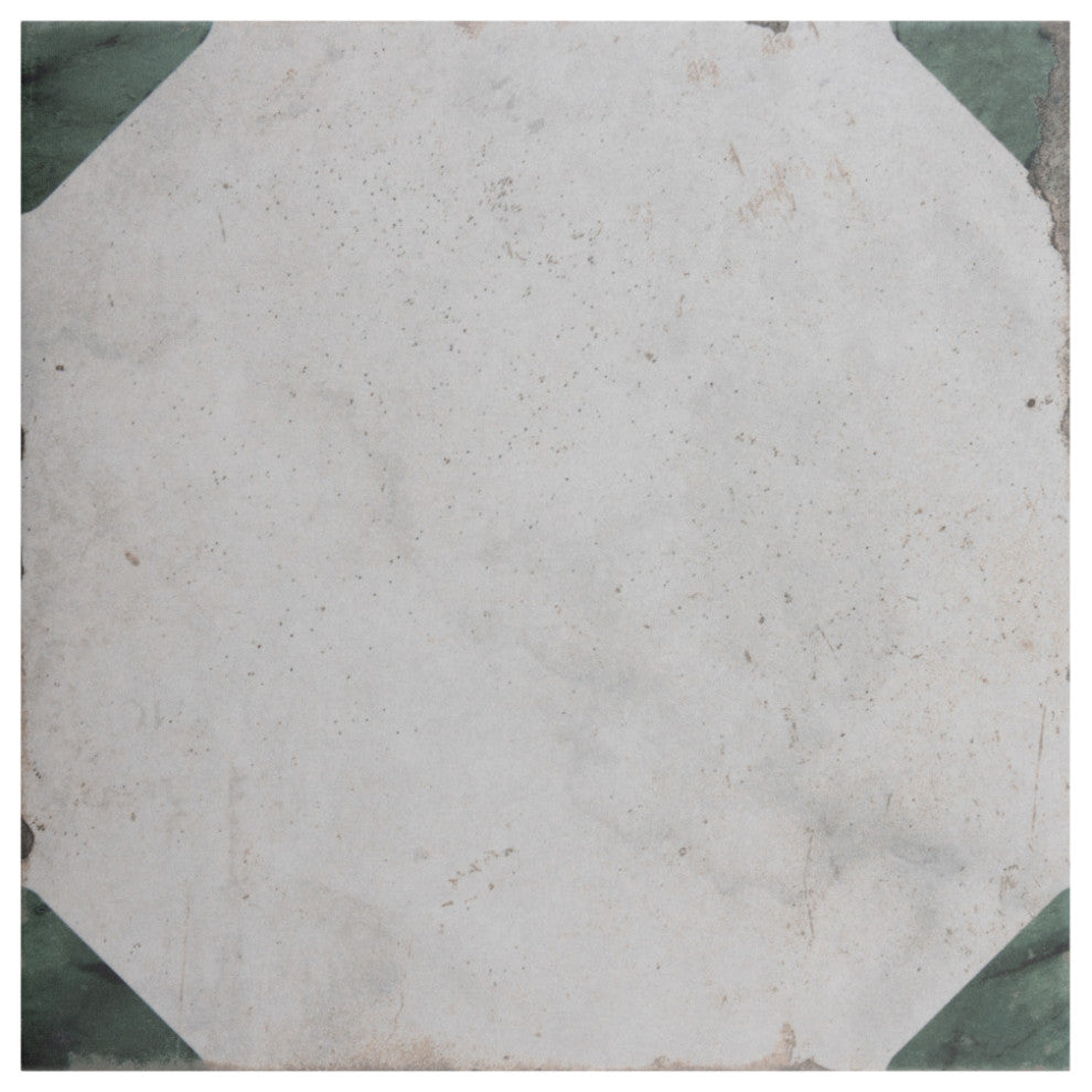 Renaissance Deco Emerald Corner Porcelain Floor and Wall Tile
