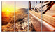 Yacht Sailing against Sunset, Large Seashore Canvas Wall Art, 48"x28", 4 Panels