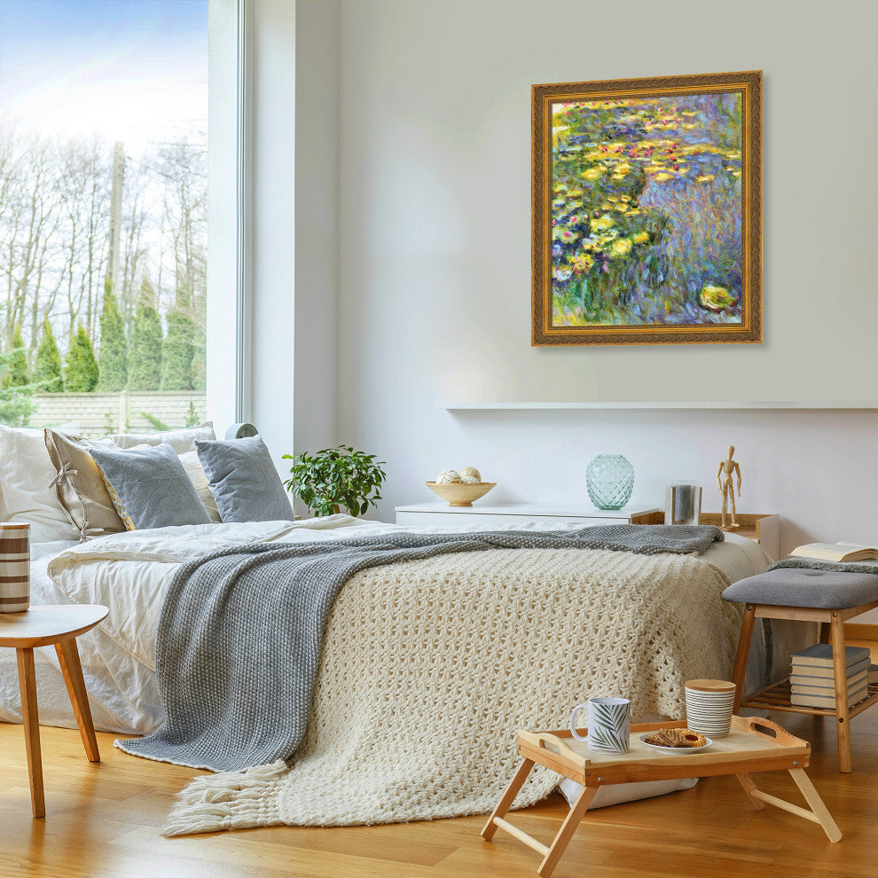 Water Lilies, Baroque Antique Gold Frame