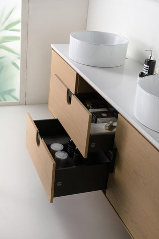 Newton Bath Vanity, Whitewash Oak, 72", Double Sink, Freestanding