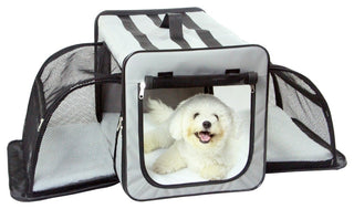 Dual-Expandable Wire Folding Lightweight Collapsible Pet Crate, Gray, X-Large