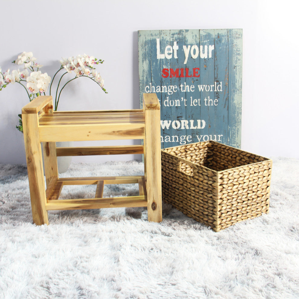 Brae Water Hyacinth Wood Storage Stool - Brown