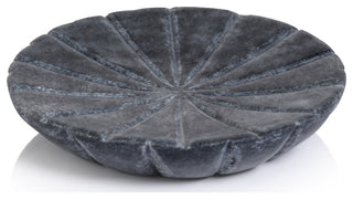 Kara 2-Piece Flower Marble Decorative Dish Set, Gray