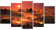 Burning Volcano Country, Landscape Canvas Art Print, 60"x32", 5 Panels