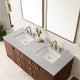 Amberly 30" Single Vanity, Mid-Century Walnut, 60", Carrara Marble, Three-Hole