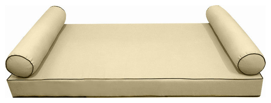 Style5 Twin-XL Contrast Pipe Trim Bolster Pillow Outdoor Slip Cover ONLY AD103