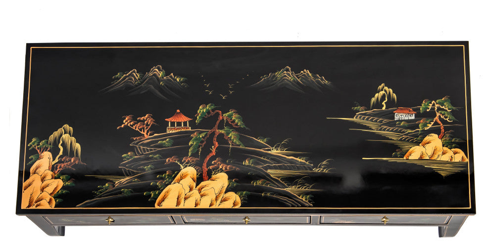 Black Lacquer Coffee Table Landscape