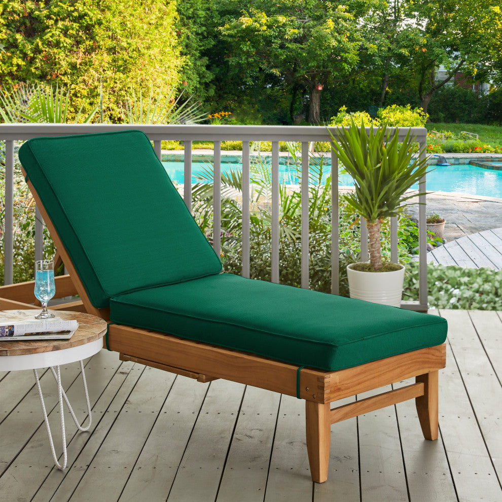 Mozaic Home Canvas Forest Green Out/Indoor Chaise Lounge Cushion 73x24x3"