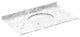 Cara White 43"x22" Marble Vanity Top, 4" Spread