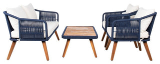 Safavieh Outdoor Raldin Rope 4 Piece Living Set Navy/Beige