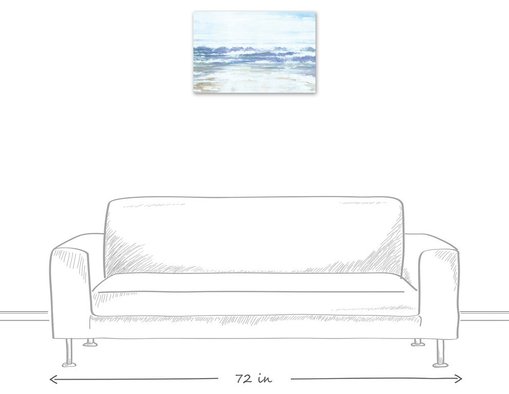 Blue Beach Waves 16x24 Canvas Wall Art