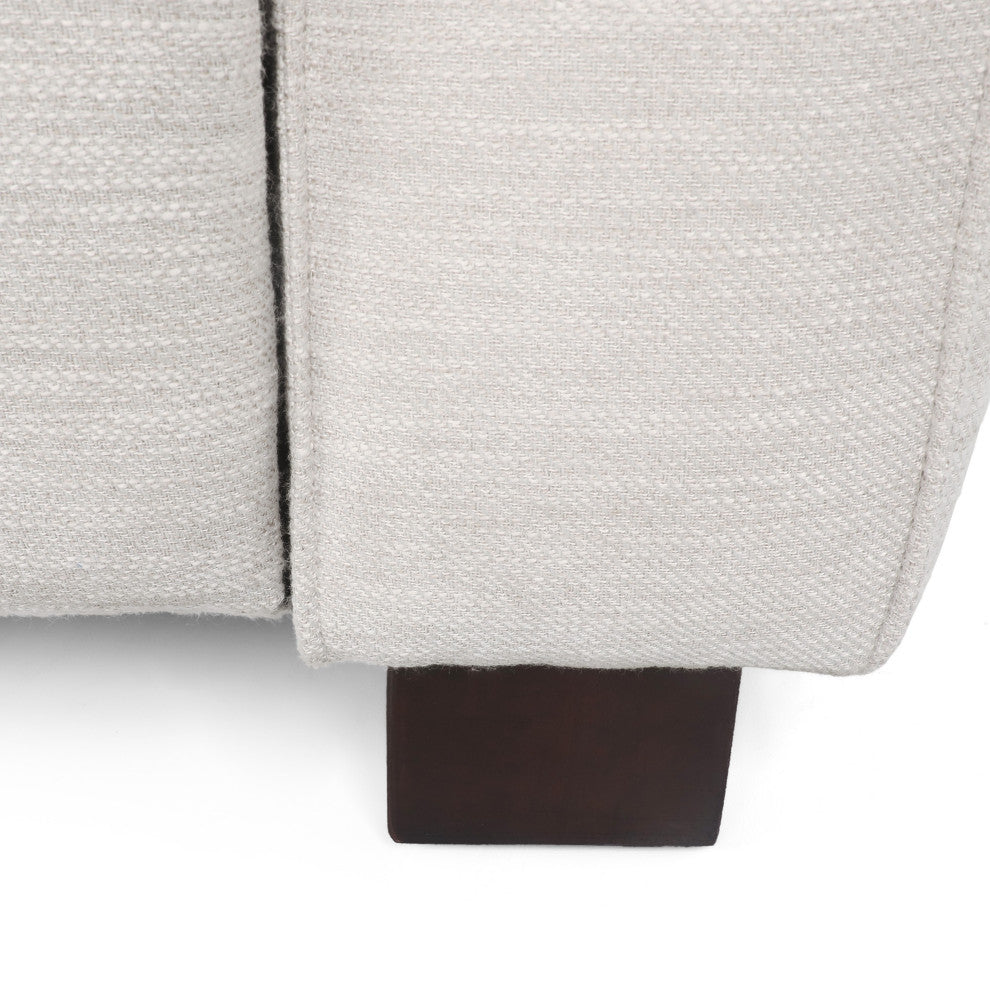 Pamsha Contemporary Fabric Upholstered Loveseat, Beige/Dark Walnut
