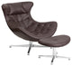 Leather Cocoon Chair With Ottoman, Brown