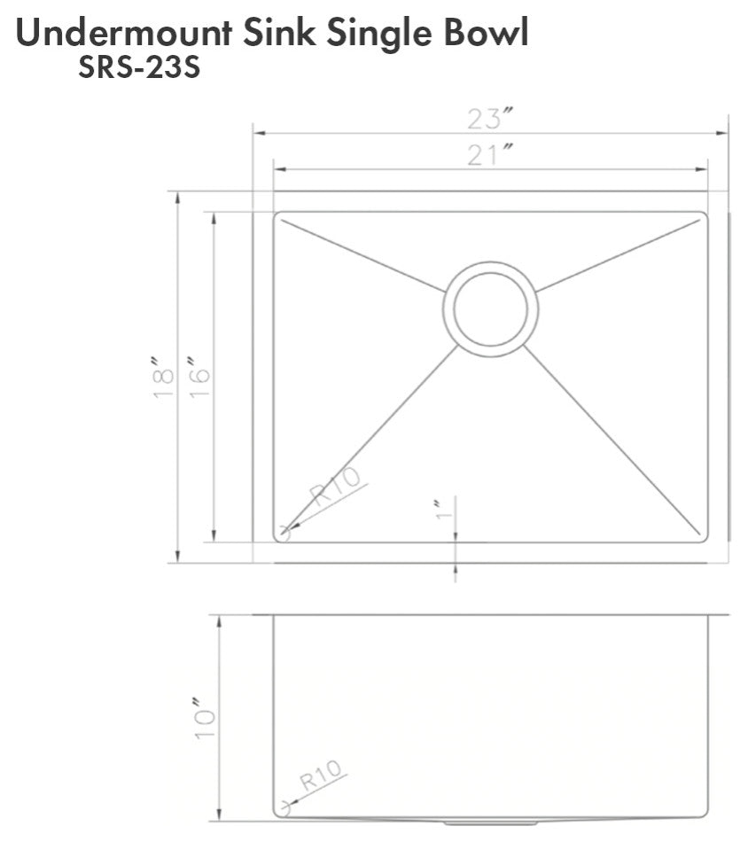 ZLINE 23" Meribel Undermount Fingerprint Resistant Stainless Steel Kitchen Sink