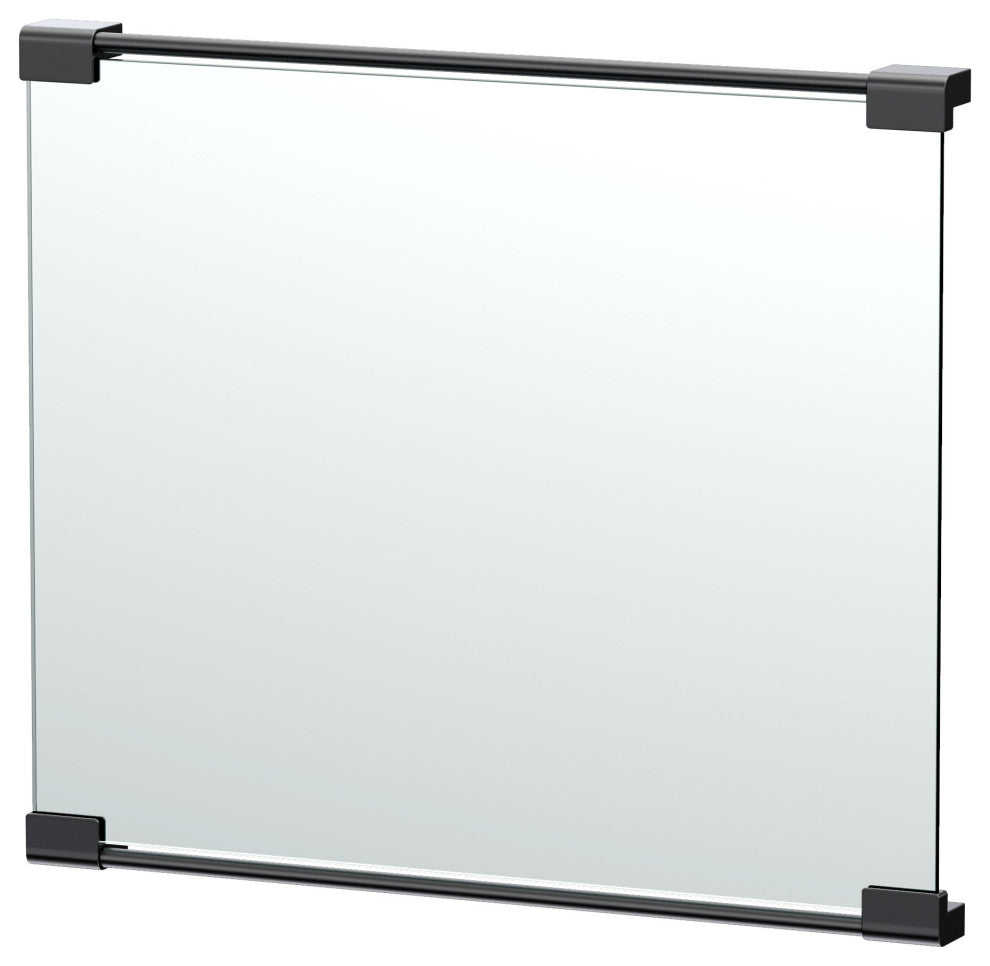 Fixed Mount Frameless Rectangle Decor Mirror, Matte Black, 24"