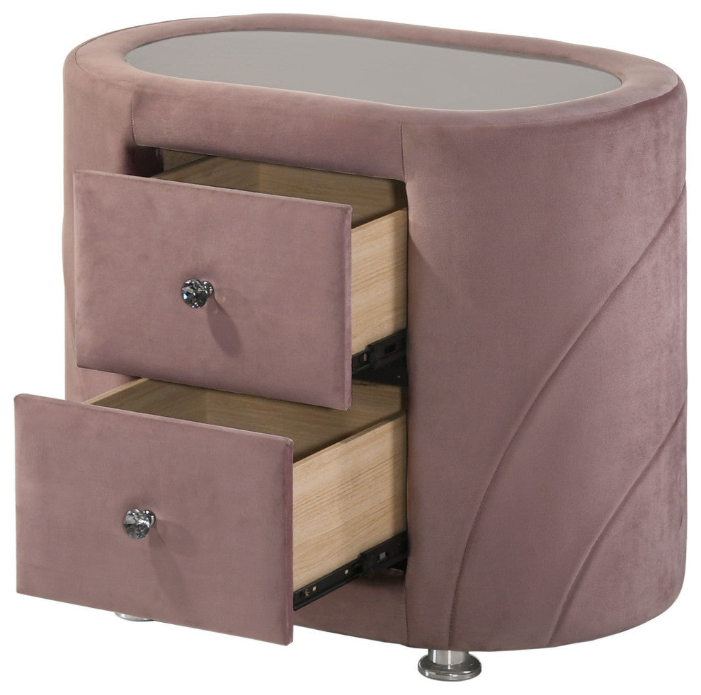 ACME Salonia Nightstand, Pink Velvet