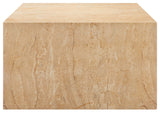 Jordana Square Plinth Indoor Concrete Coffee Table, Travertine