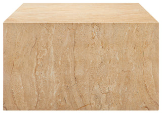 Jordana Square Plinth Indoor Concrete Coffee Table, Travertine