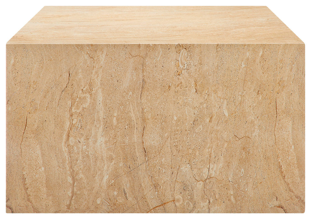 Jordana Square Plinth Indoor Concrete Coffee Table, Travertine