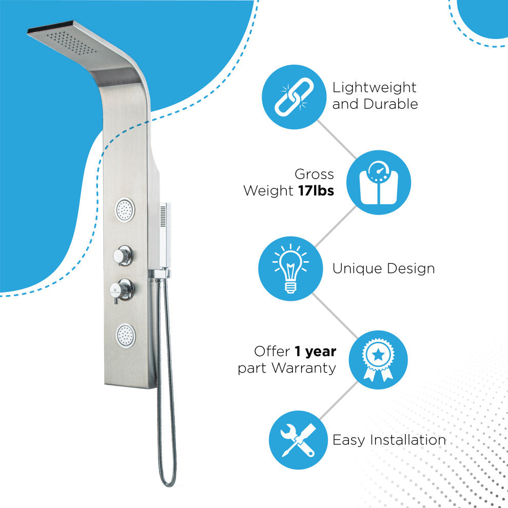 Blue Ocean 48" Stainless Steel SPS88213B Shower Panel