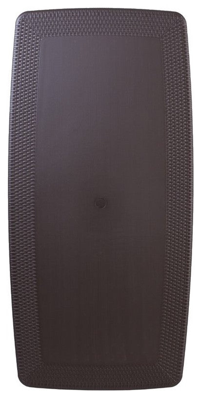 32.5''W x 67.5''L Brown Rattan Plastic Folding Table