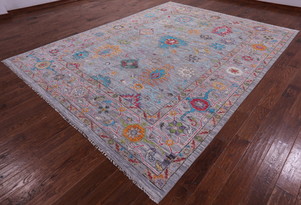 Hand Knotted Turkish Oushak Wool Rug 8' 11" X 11' 10" - Q15614