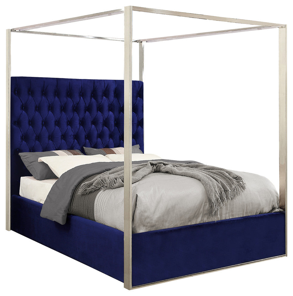 Porter Velvet Bed, Navy, King
