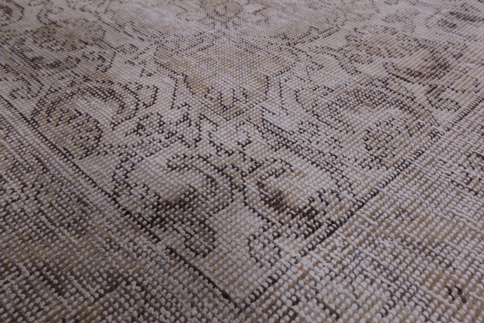 9' 1" X 11' 8" Handmade Persian Vintage White Wash Rug Q4633