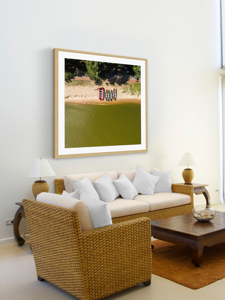 "Boats In A Row" Framed Print by Karolis Janulis
