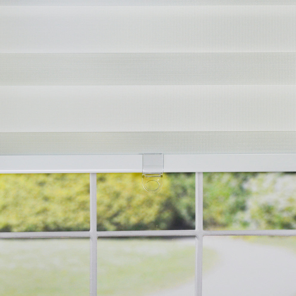 Versailles'' Cordless Zebra Slimline Privacy Shade, Eggshell, 27"x72"