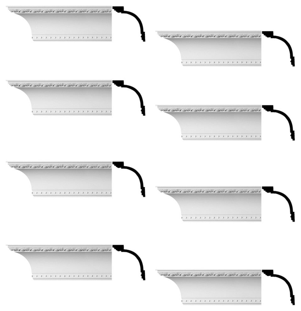 Ornate Cornice White Urethane Ashlyn Design 8 Pieces Totaling 752" Length