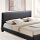 Modern Contemporary King Size Vinyl Bed Frame, Black Faux Leather