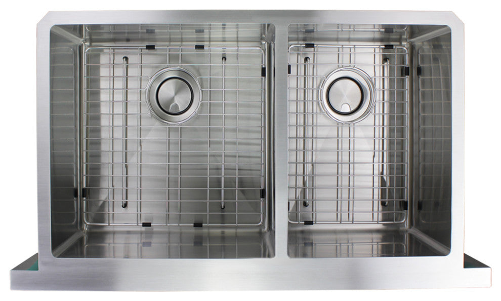 Transolid Diamond 36"x20" Double Bowl Farmhouse Kitchen Sink, Stainless