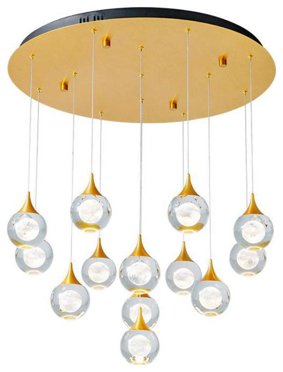 MIRODEMIÂ® Pigna | Modern Crystal LED Chandelier with Hanging Balls, 6 Lights