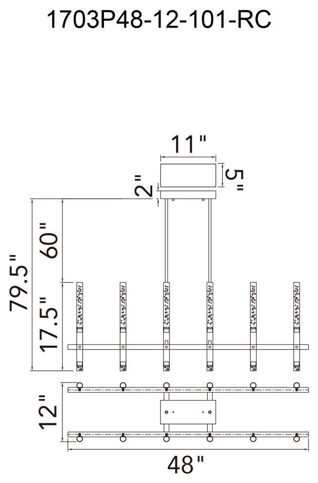 Integrated LED Black Chandelier