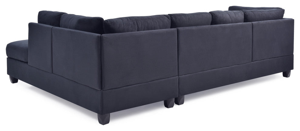 Solana Micro Suede Sectional, Black Micro Suede