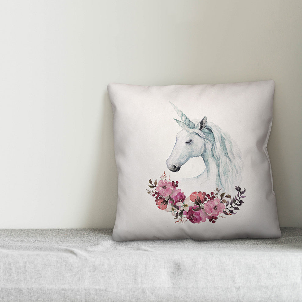 Floral Unicorn 16x16 Spun Poly Pillow