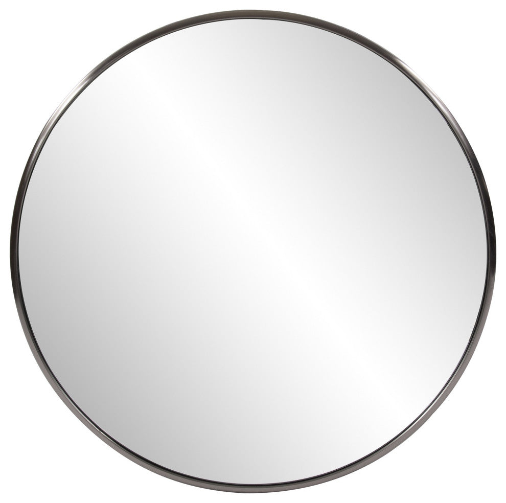 32' Brushed Titanium Round Wall Mirror