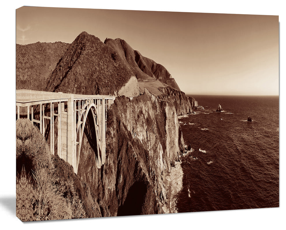 Bixby Bridge View Panorama, Large landscape Canvas Art Print, 60x40