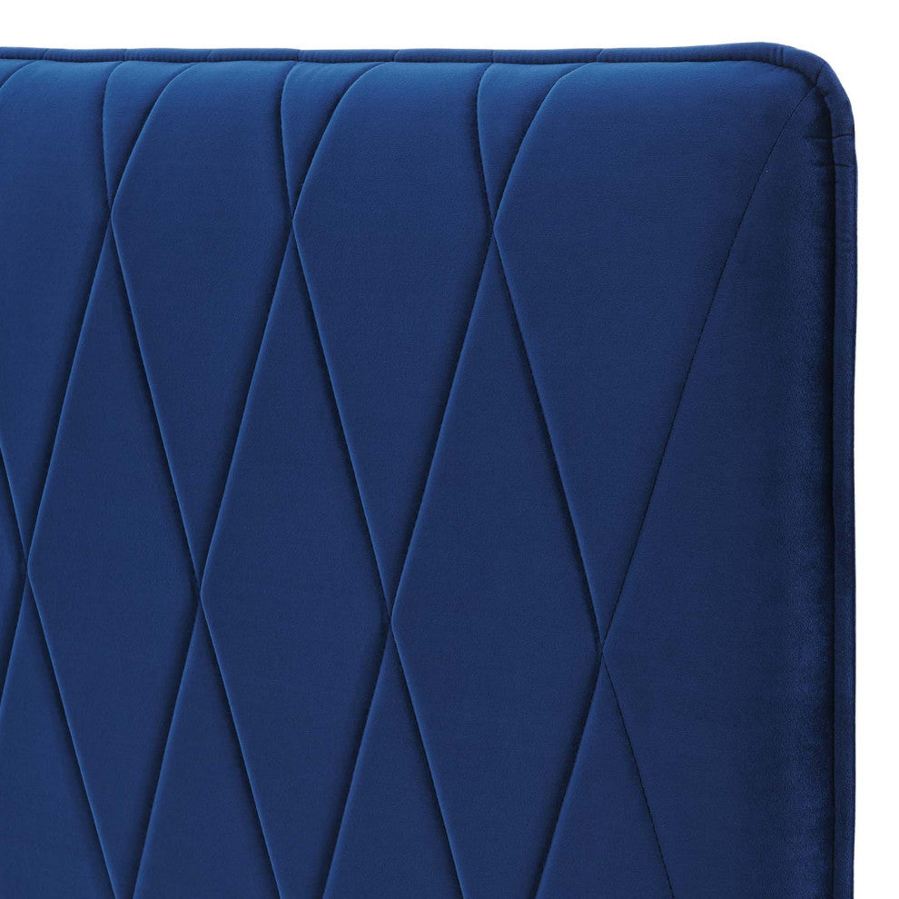 Headboard, King Size, Velvet, Blue Navy, Modern Contemporary, Bedroom Master