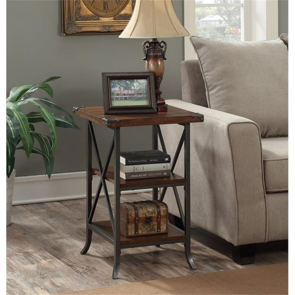 Convenience Concepts Brookline End Table in Dark Walnut Wood Finish