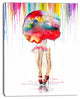"Girl With Red Umbrella" Digital Portrait Canvas Print, 12"x20"