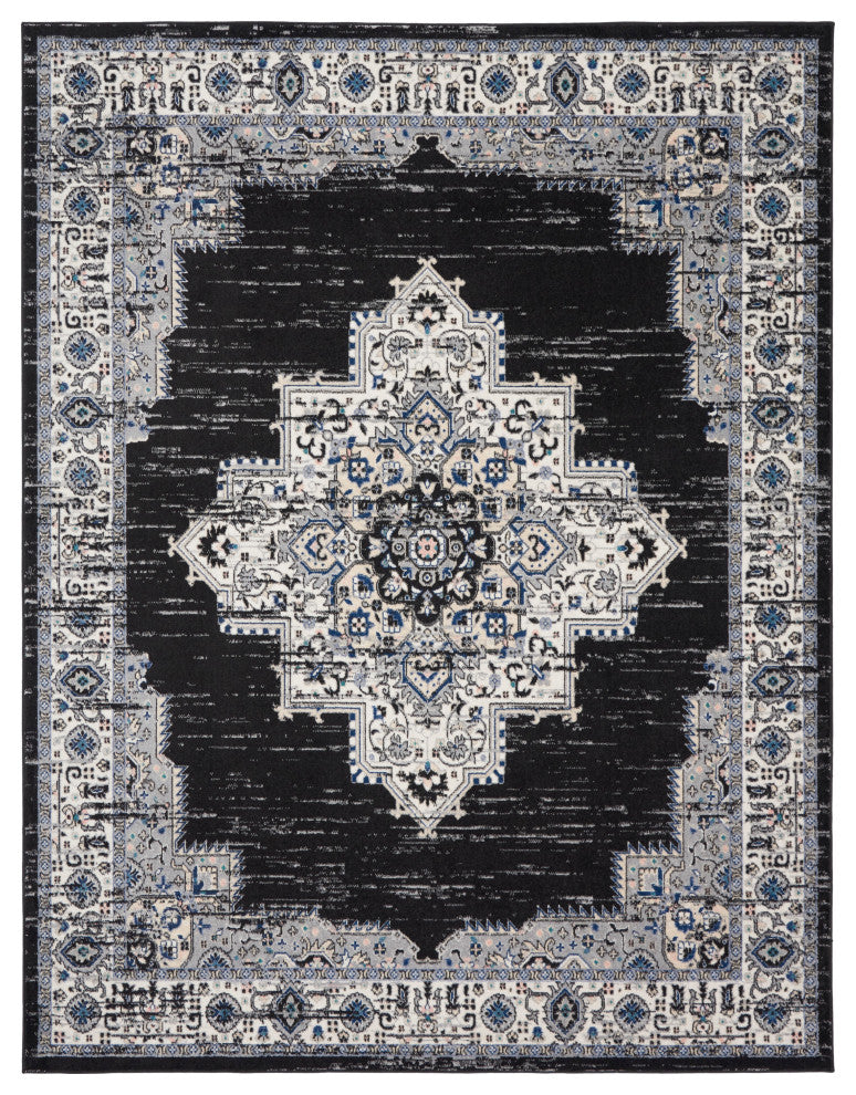 Nourison Passion 8' x 10' Black Ivory Vintage Indoor Area Rug
