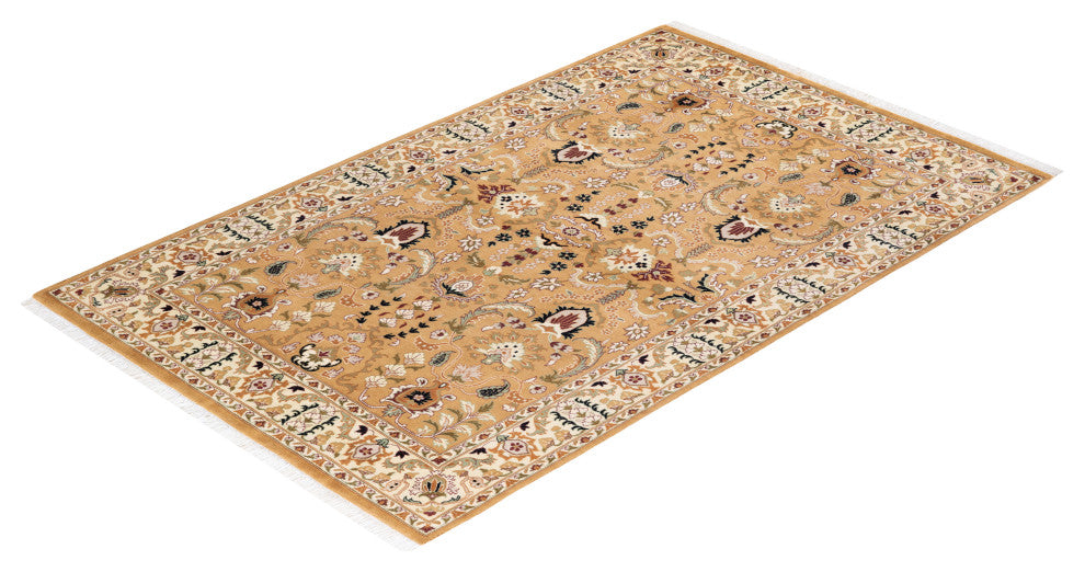 Mogul, One-of-a-Kind Hand-Knotted Area Rug Yellow, 4' 2 x 6' 5