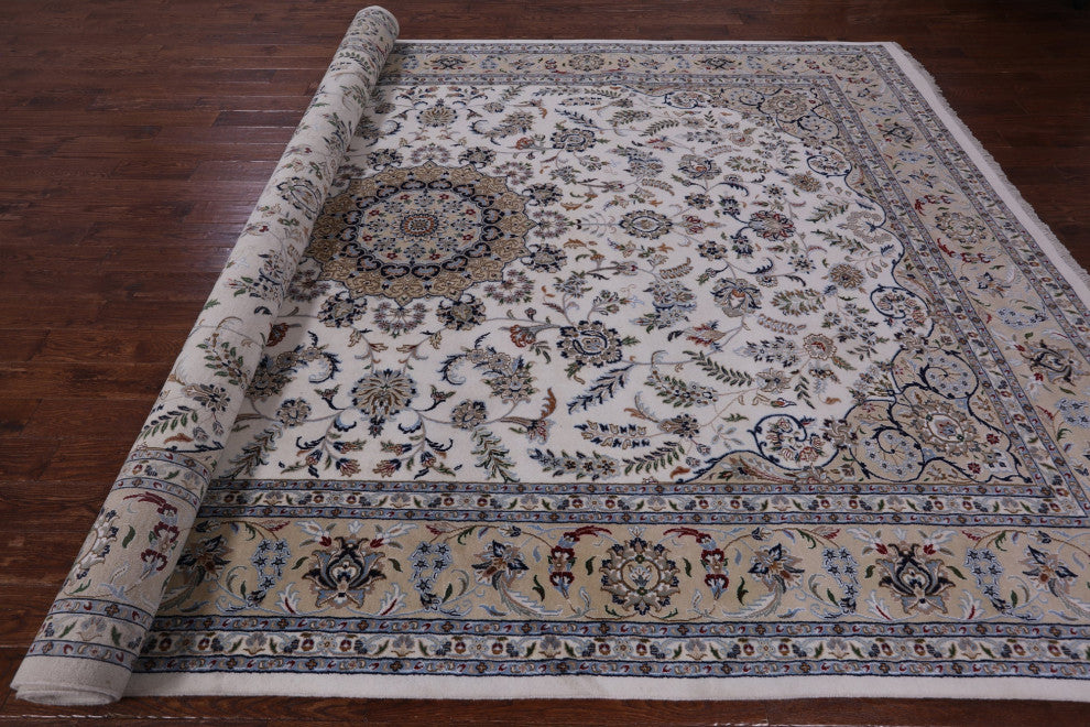 9' 8" X 14' 4" Persian Nain Wool & Silk Handmade Rug - Q13788