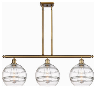 Ballston-Rochester 3-Light 37" Stem Island Light, Brushed Brass, Clear