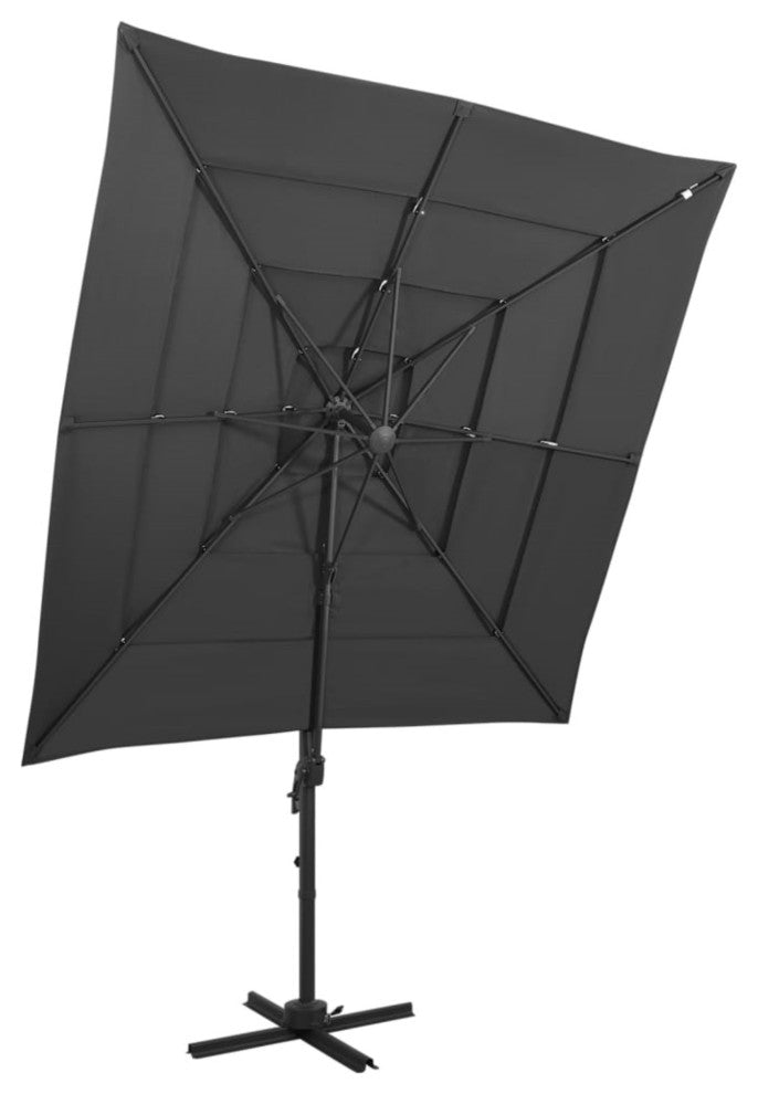 vidaXL 4-Tier Parasol with Aluminum Pole Anthracite 98.4"x98.4