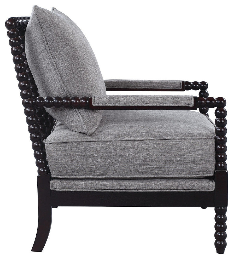 Cushion Back Accent Chair, Gray and Black