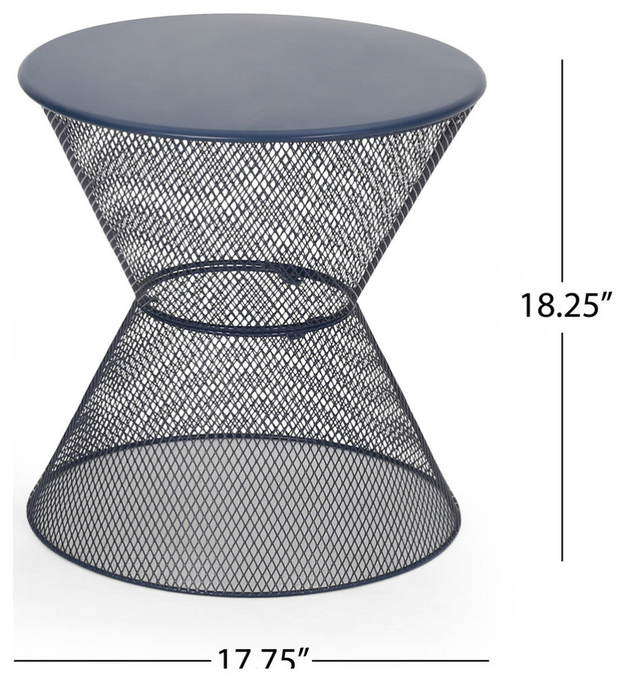Doreen Modern Outdoor Iron Side Table, Matte Navy Blue